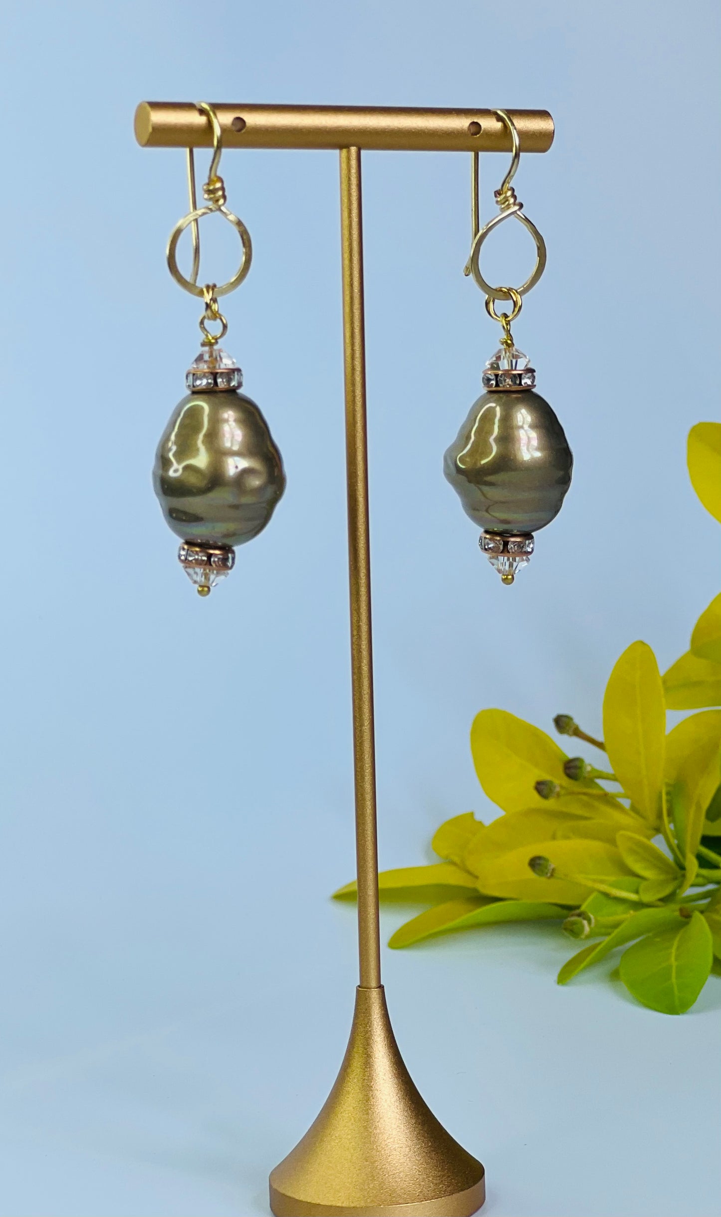 Handmade Brown Giant Pearl Party Earrings