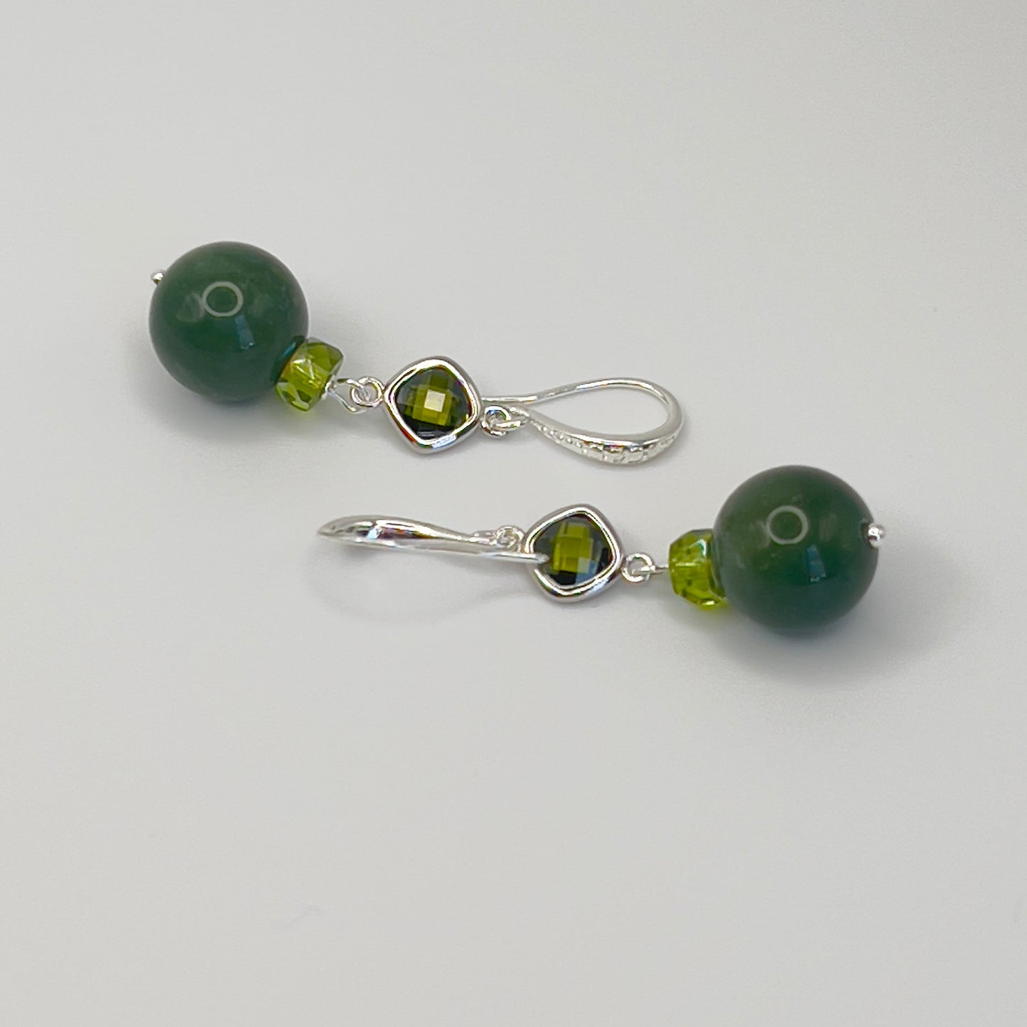 925 Silver , Green Jade