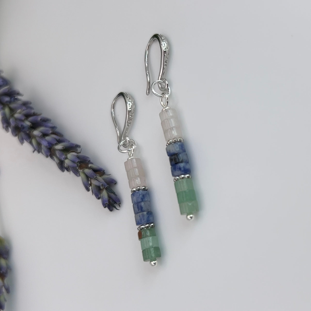 925 Silver Earrings and Gemstone Rondelle