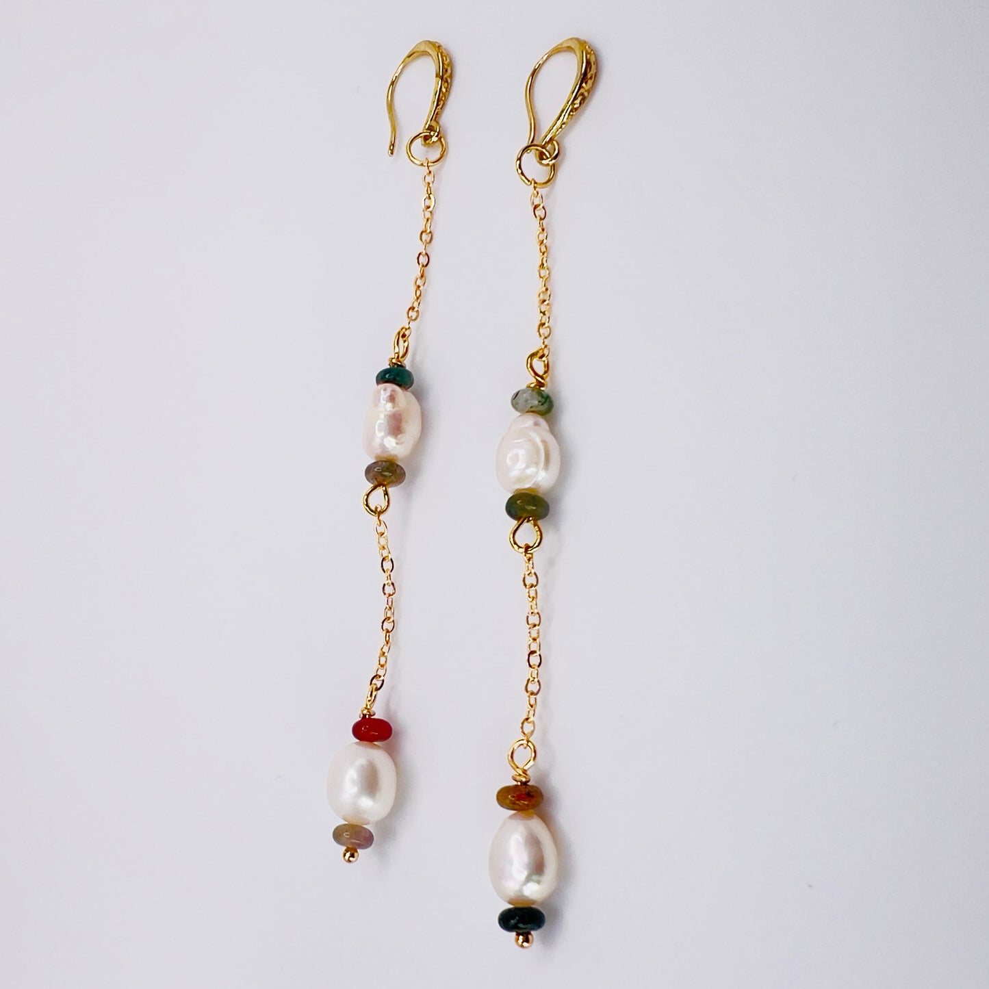 Gold Filled Baroque Pearls and Gemstone Rondelle