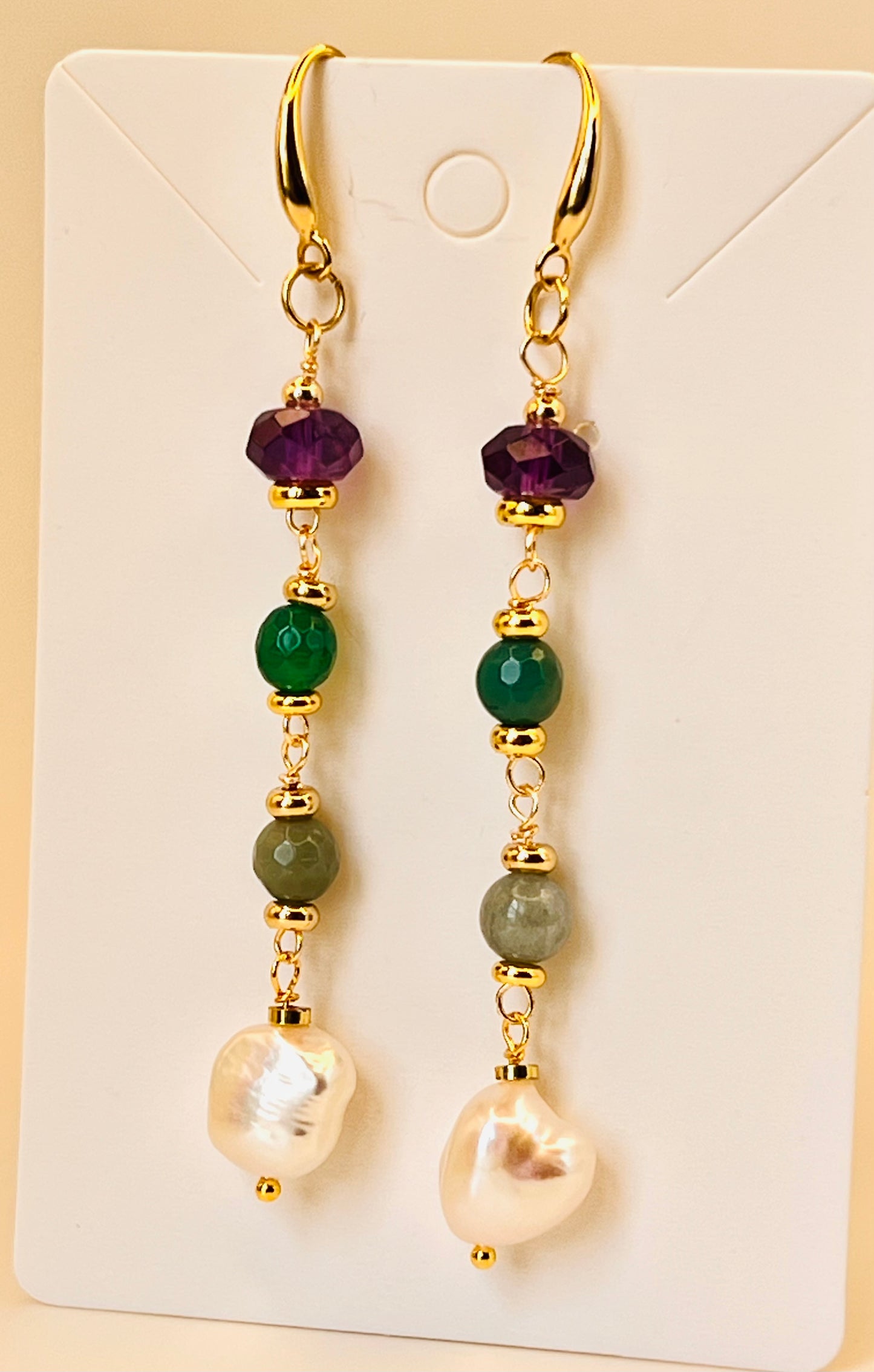 Baroque Pearls with Gemstones Earrings