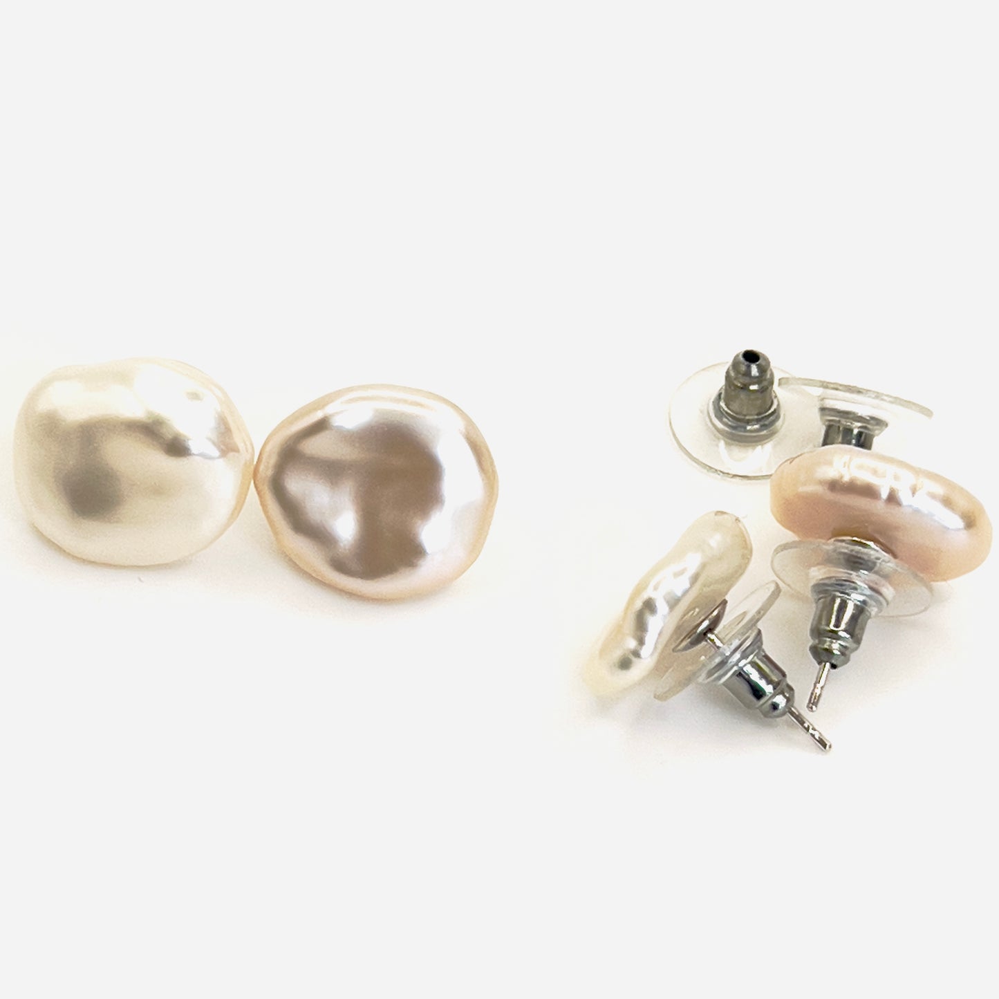 925 Silver Earrings | Natural Keshi Pearls in Stud | Cloud-Inspired Elegance
