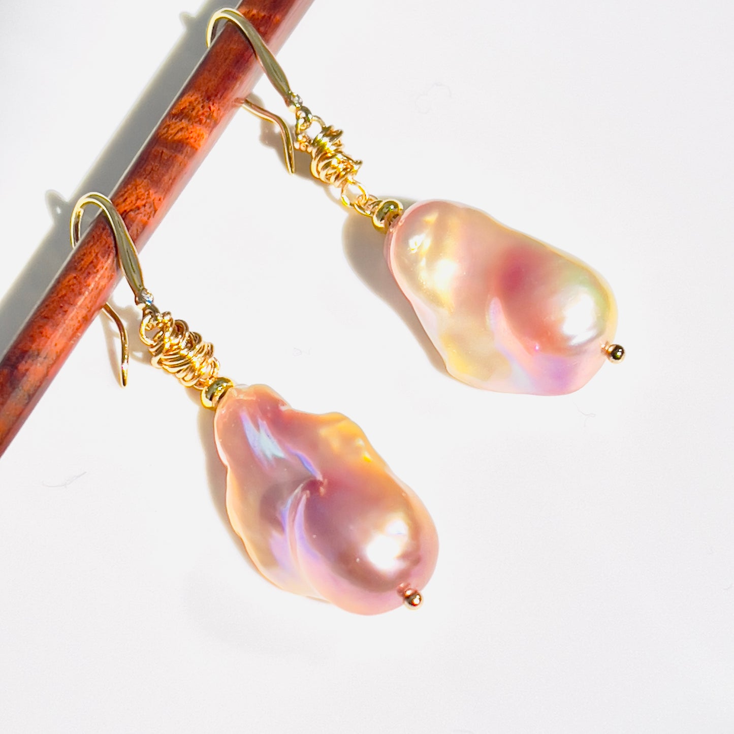 Baroque Flameball Pearl Earrings – Pink, Purple & White | 18K Gold-Plated