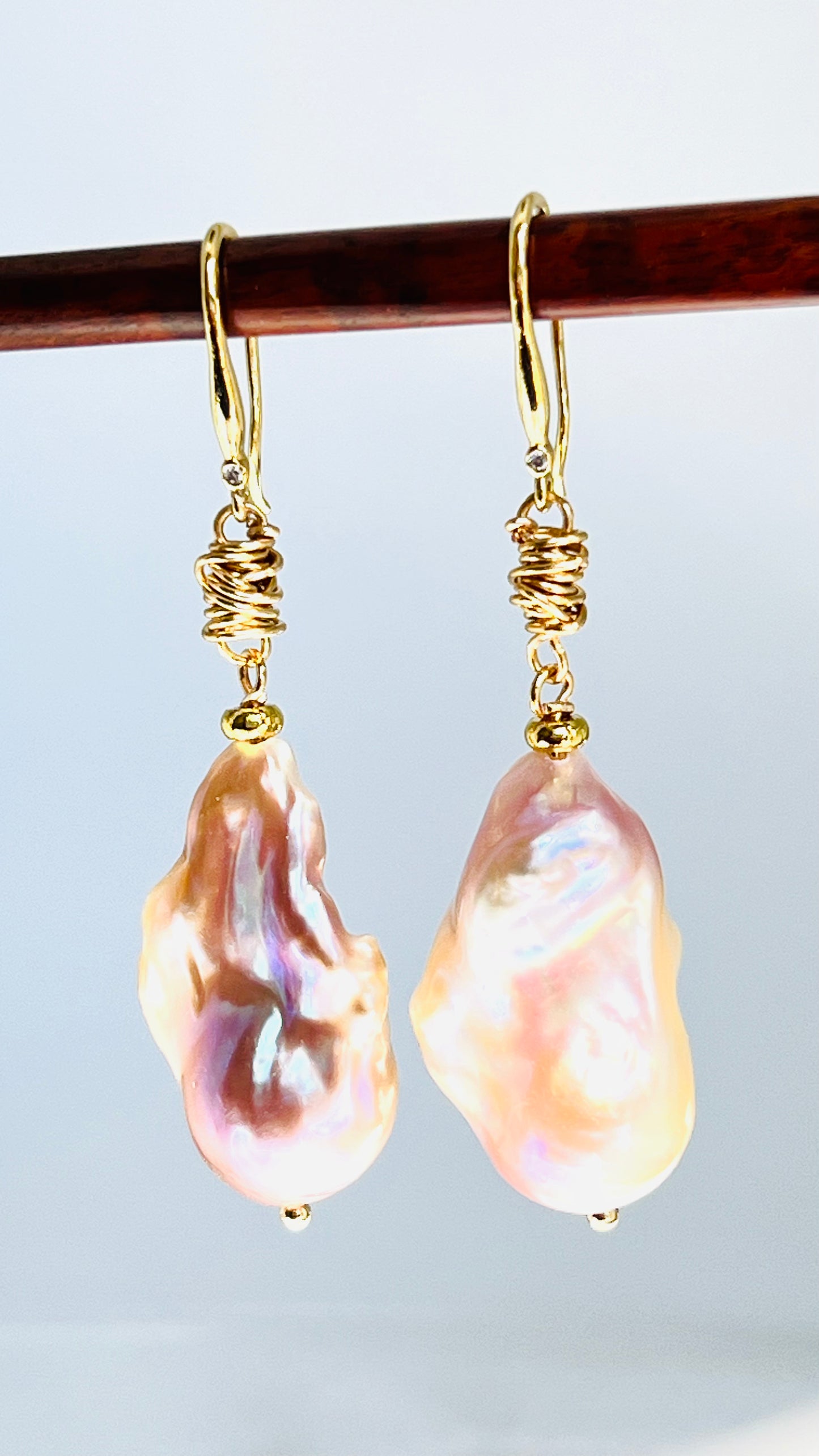 Baroque Flameball Pearl Earrings – Pink, Purple & White | 18K Gold-Plated