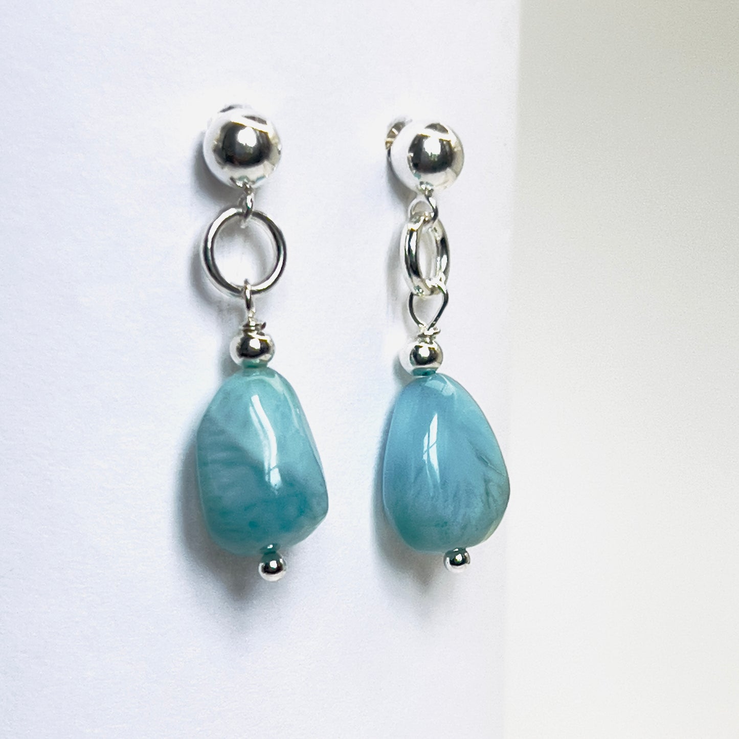 Natural Larimar Earrings | 925 Sterling Silver