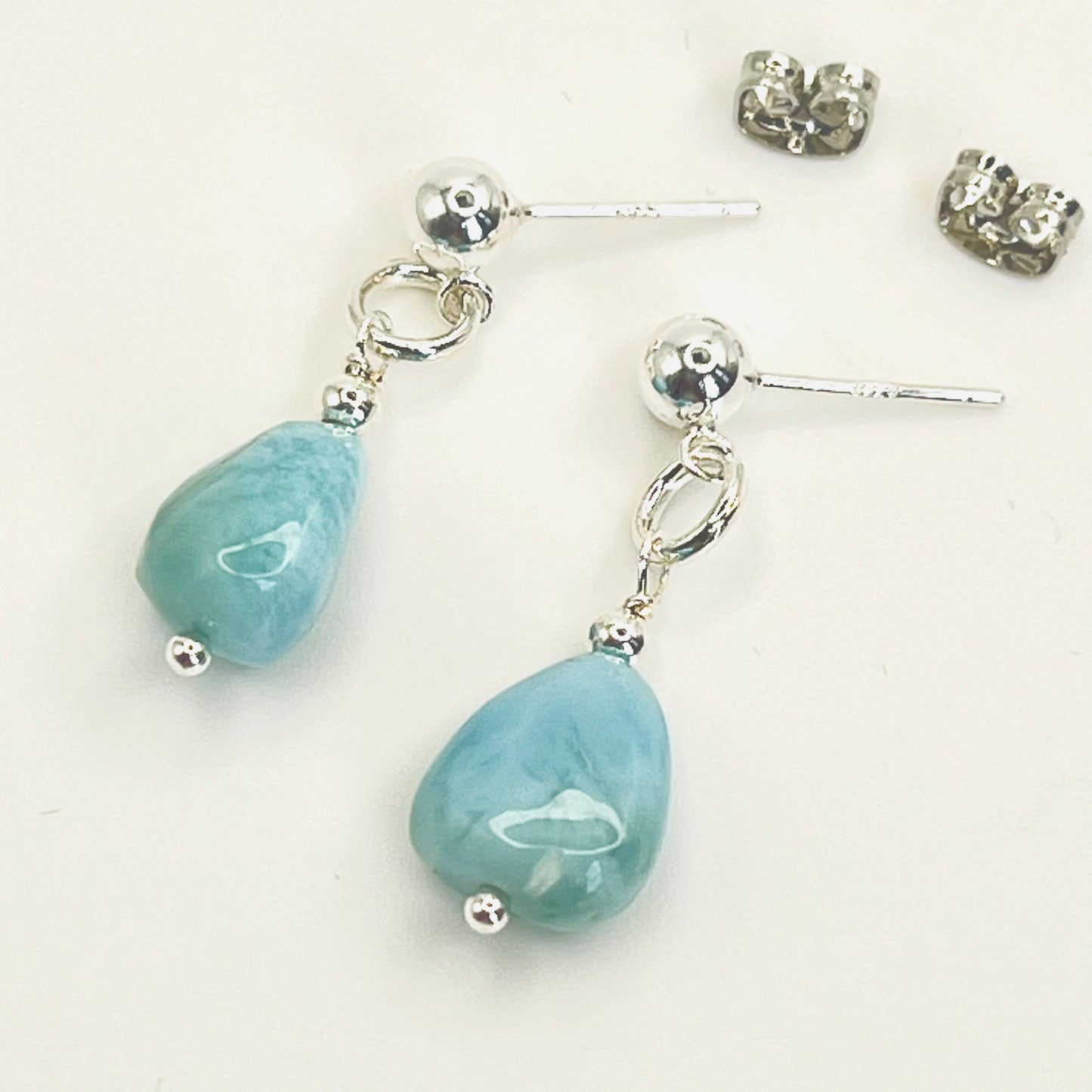 Natural Larimar Earrings | 925 Sterling Silver