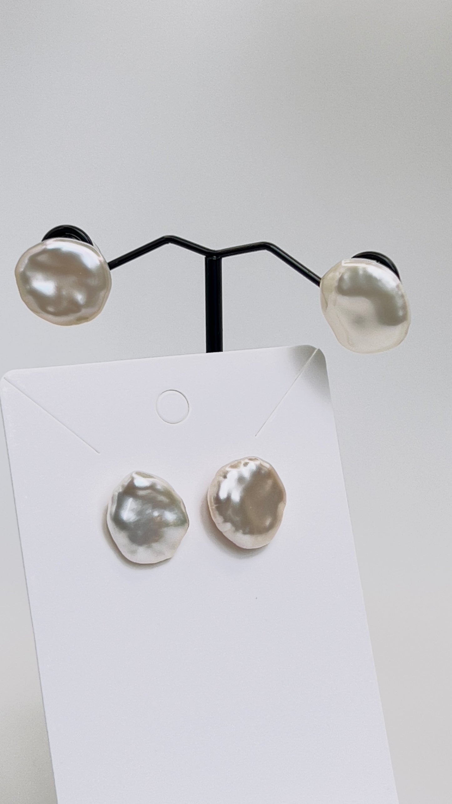 925 Silver Earrings | Natural Keshi Pearls in Stud | Cloud-Inspired Elegance
