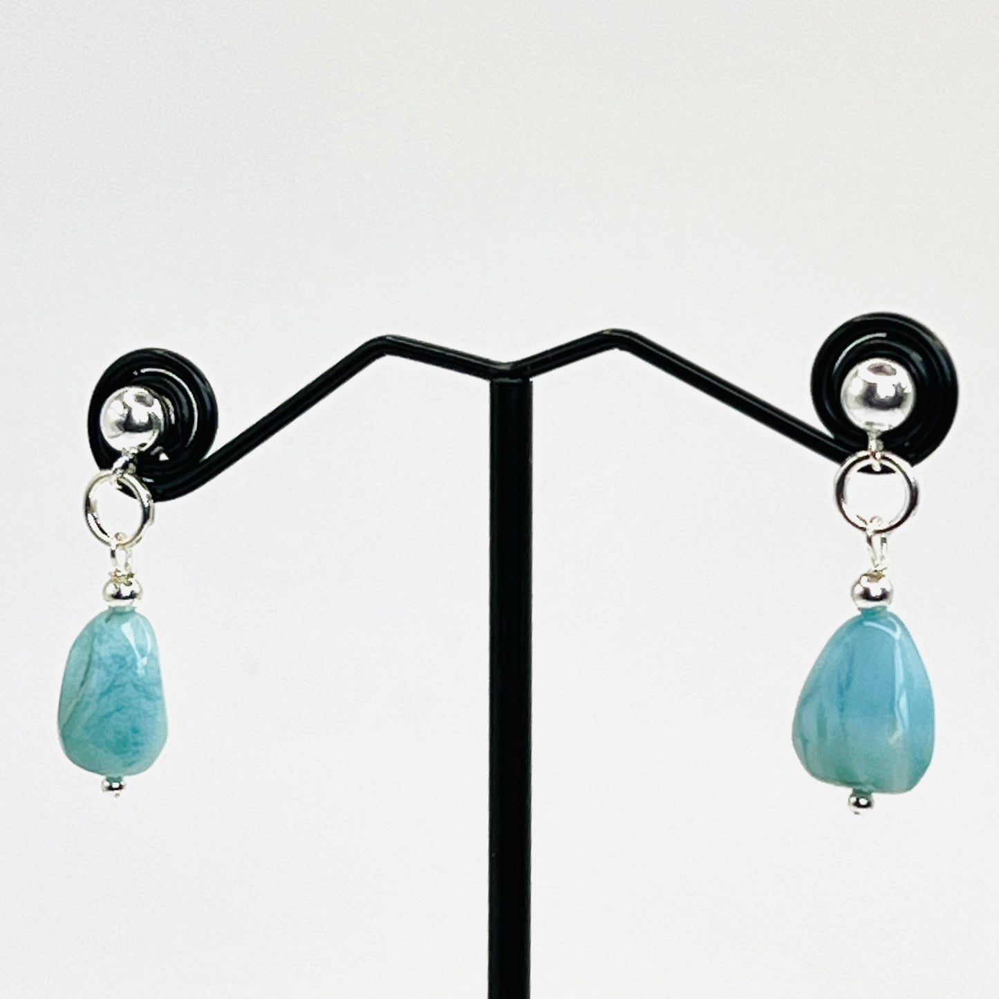 Natural Larimar Earrings | 925 Sterling Silver