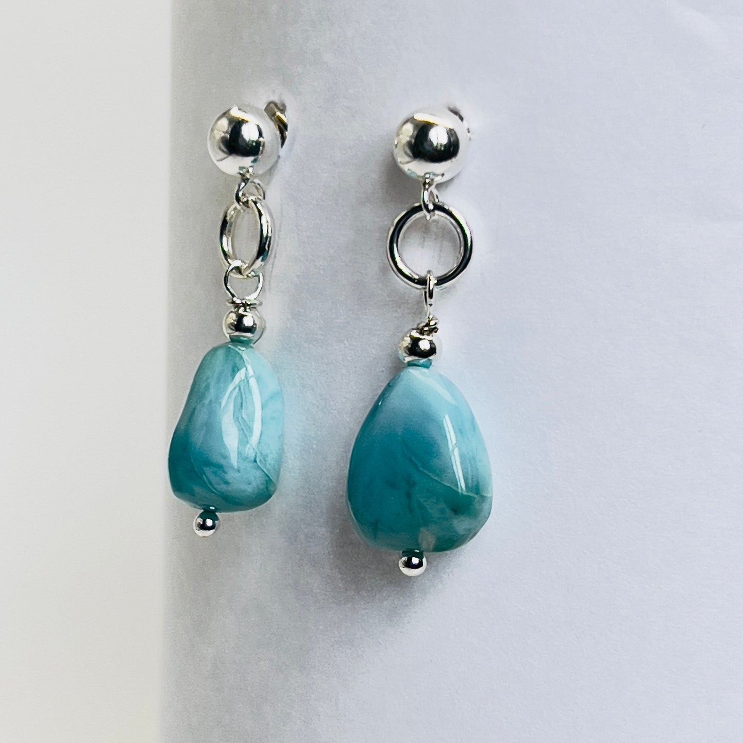 Natural Larimar Earrings | 925 Sterling Silver