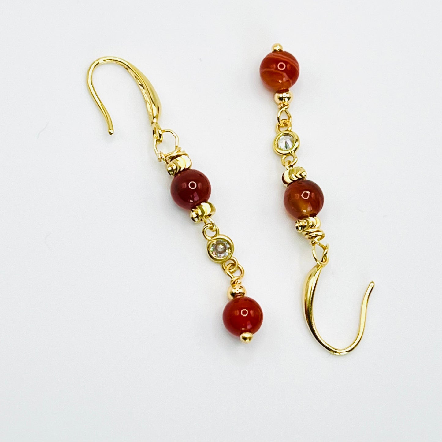 Gold-Filled Carnelian Gemstone Earrings with Zirconia Connectors