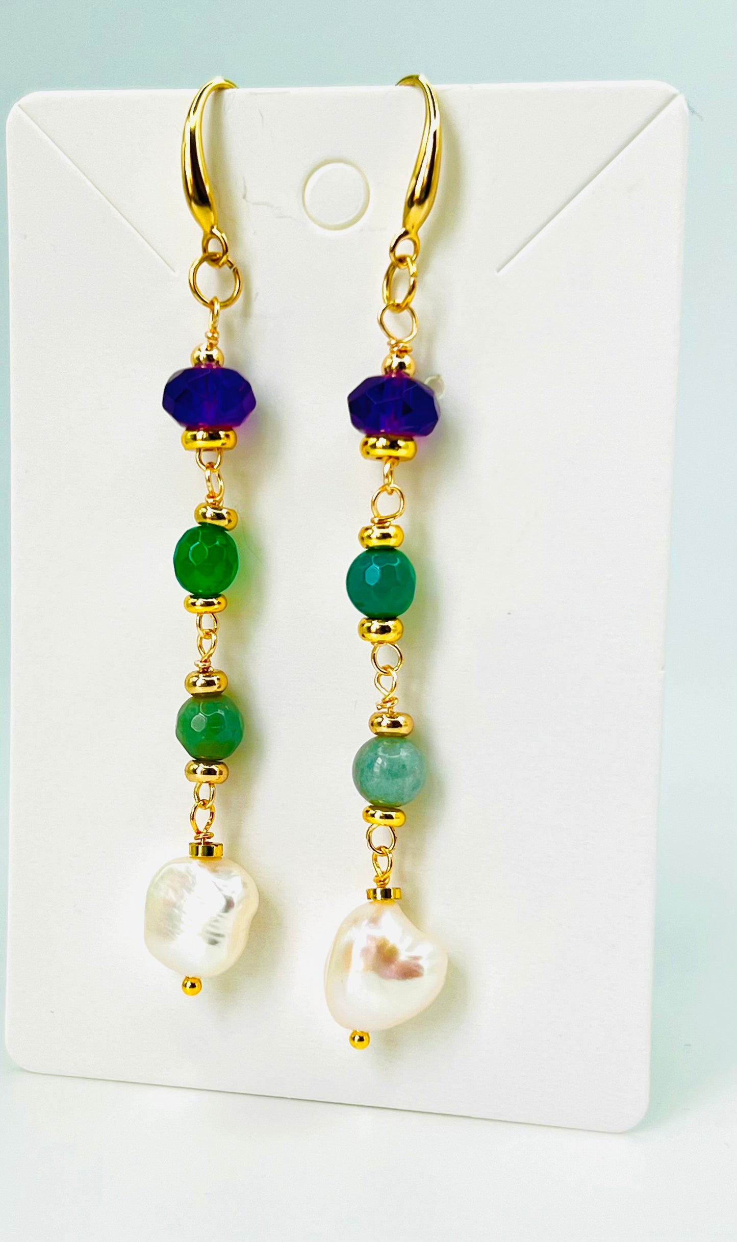 Baroque Pearls with Gemstones Earrings