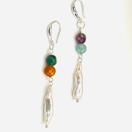 High-Quality Biwa Pearl Earrings – Shine with Natural Elegance