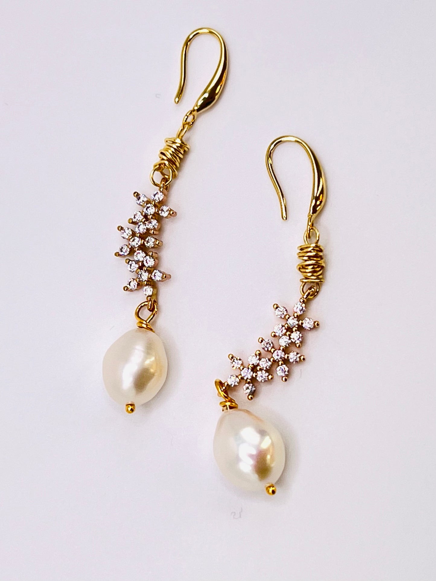 Gold-Filled Baroque Pearl Long Earrings