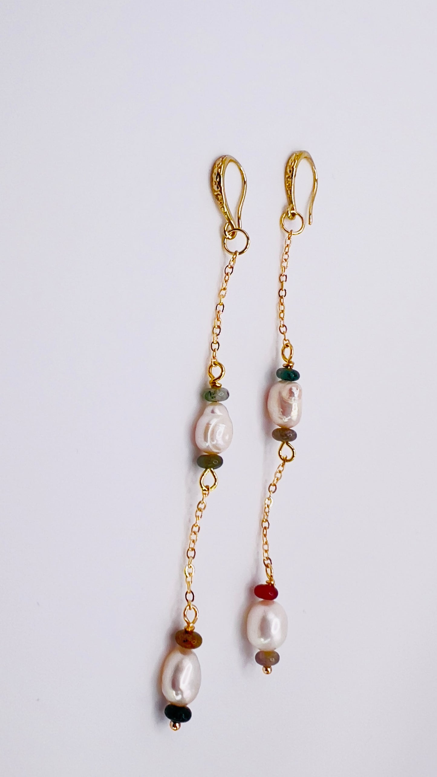 Gold Filled Baroque Pearls and Gemstone Rondelle