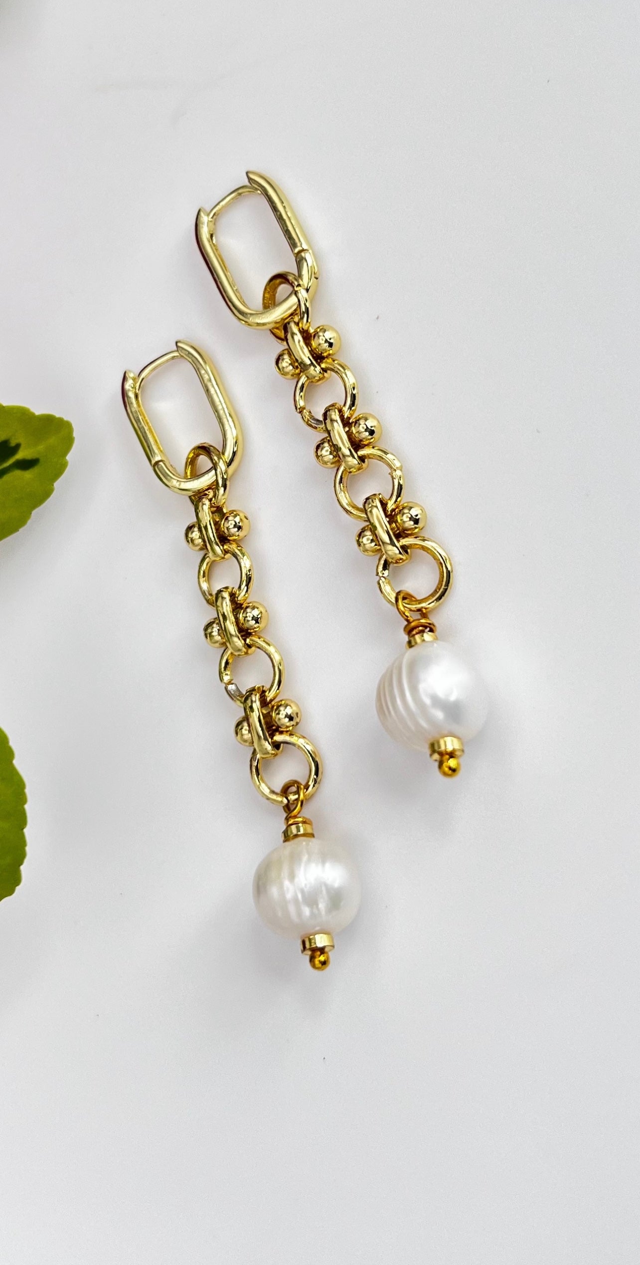 Gold Filled Chunky Earrings with Baroque 8mm Pearl