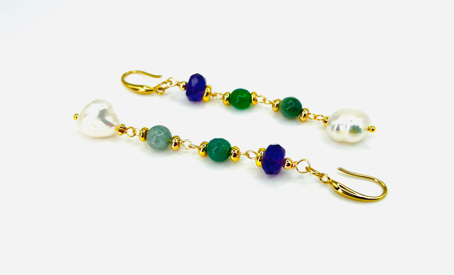 Baroque Pearls with Gemstones Earrings