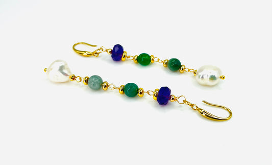 Baroque Pearls with Gemstones Earrings