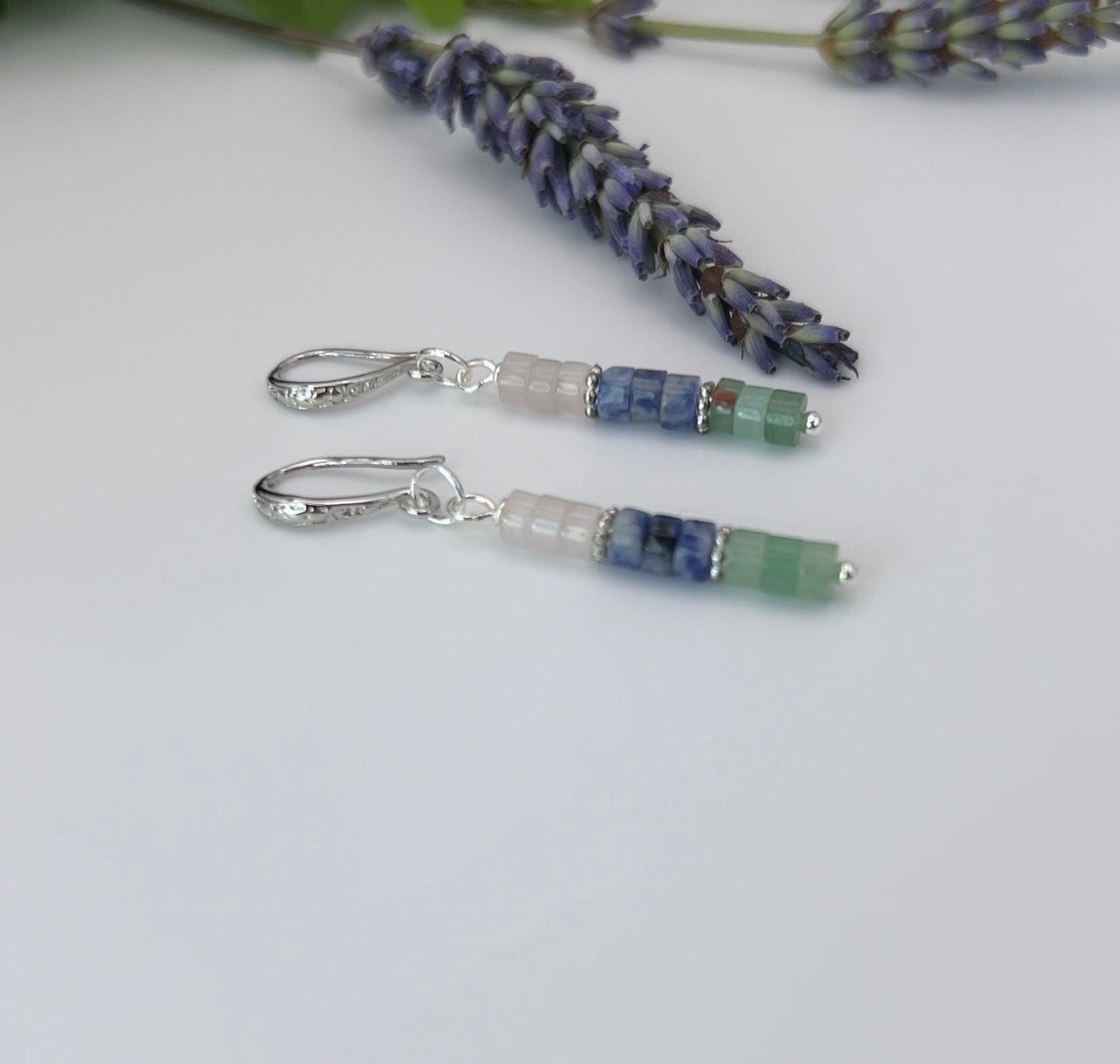 925 Silver Earrings and Gemstone Rondelle