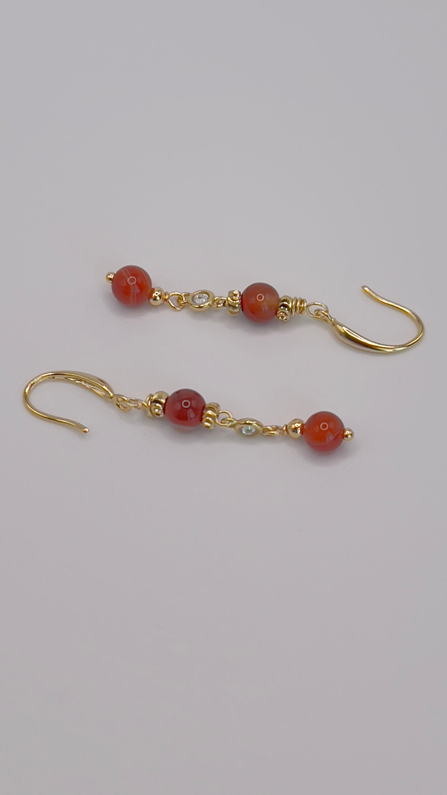 Gold-Filled Carnelian Gemstone Earrings with Zirconia Connectors