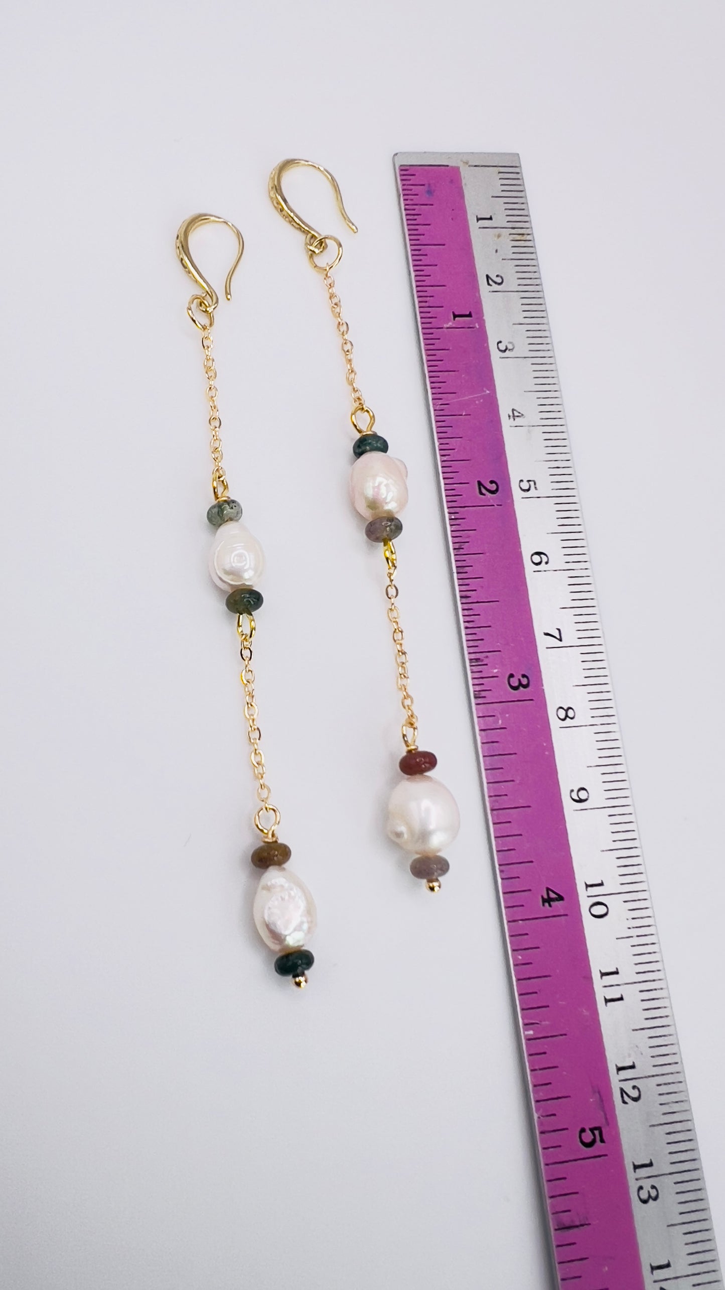 Gold Filled Baroque Pearls and Gemstone Rondelle