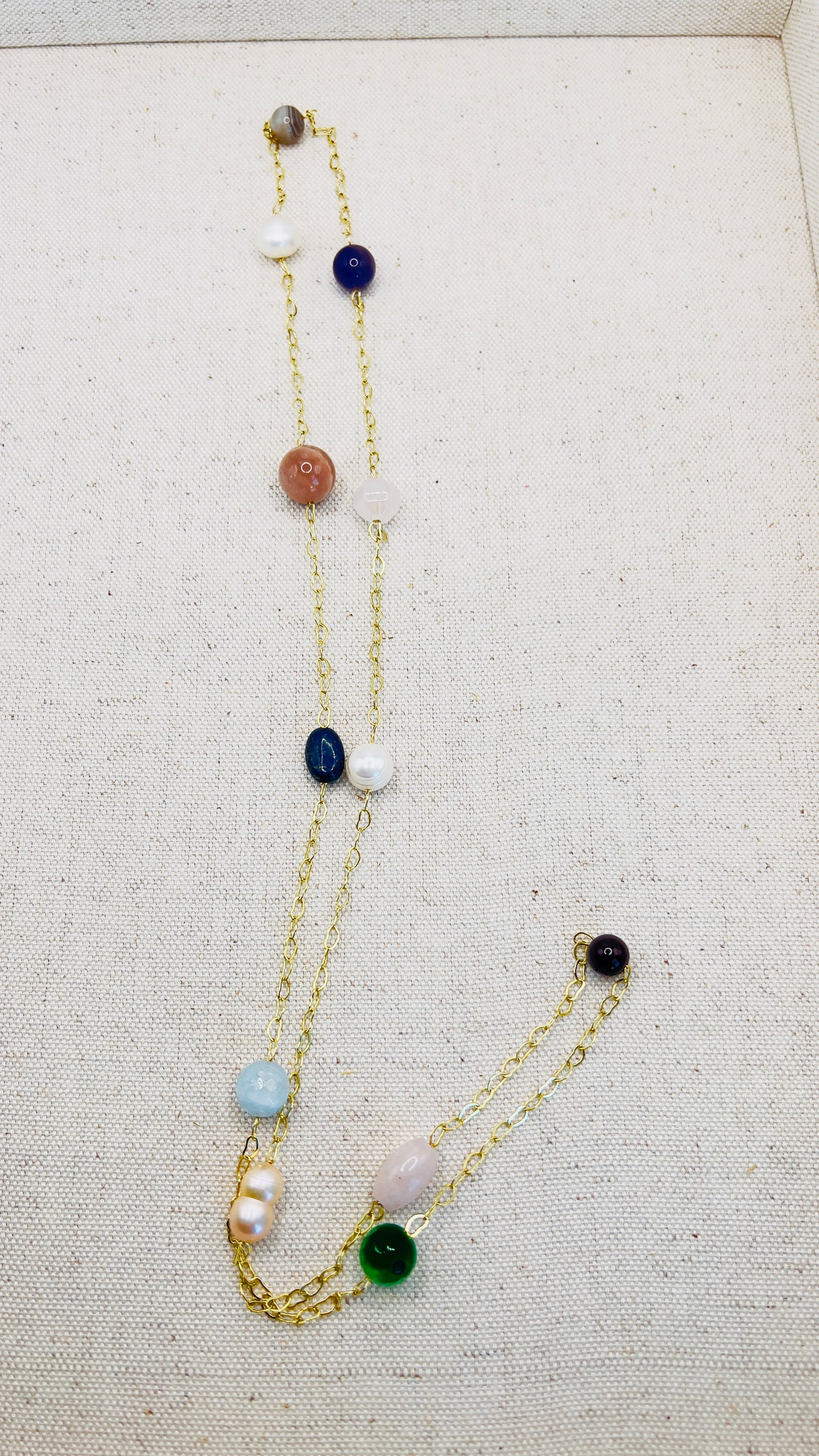 Gold-Filled Necklace with Gemstones and Freshwater Pearls