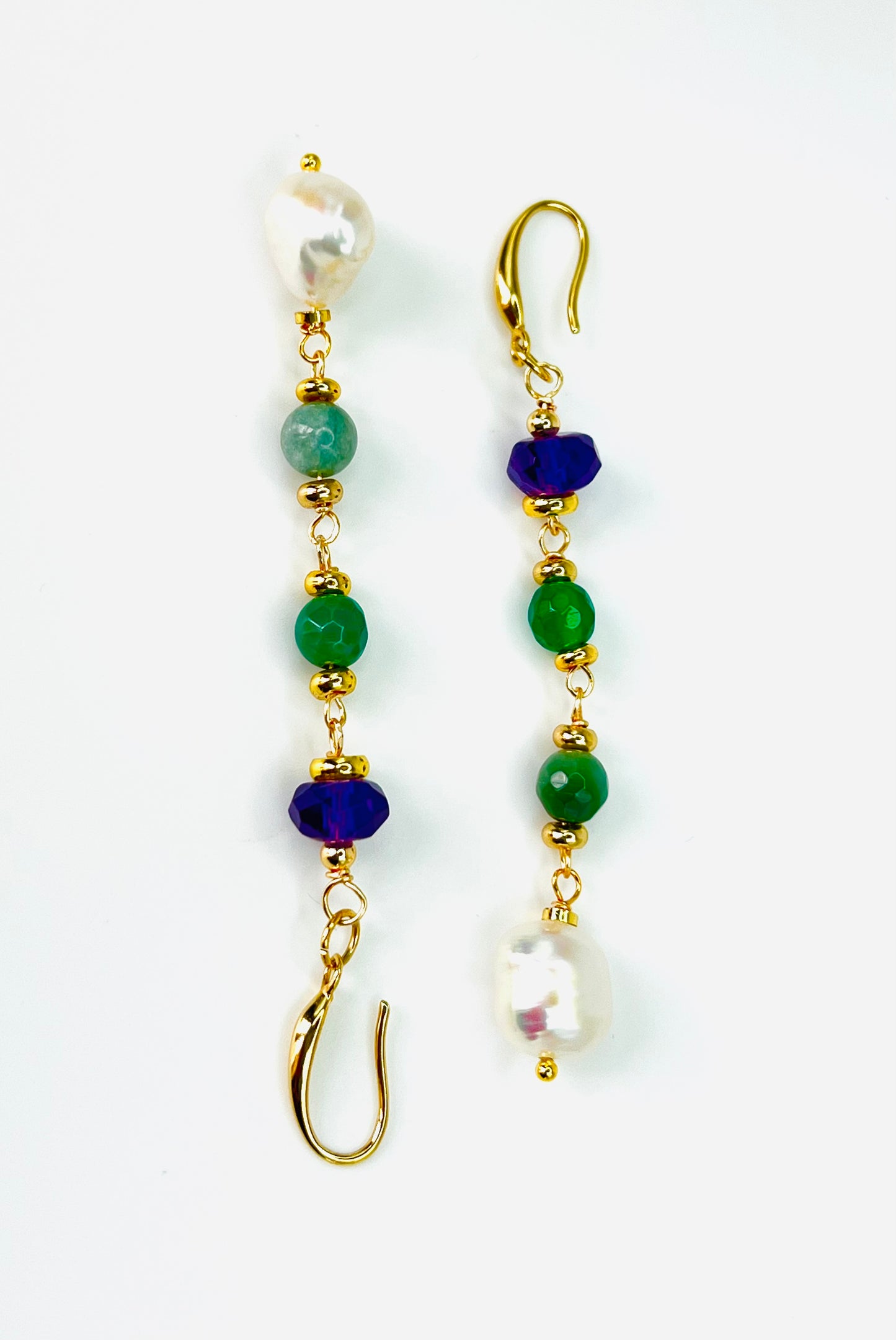 Baroque Pearls with Gemstones Earrings