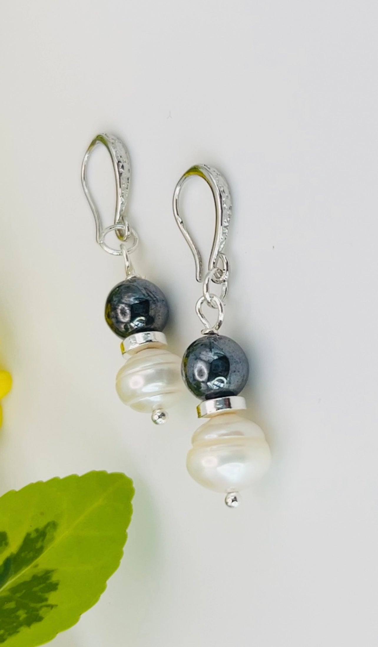 Freshwater Pearl & Black Hematite Silver Jewelry