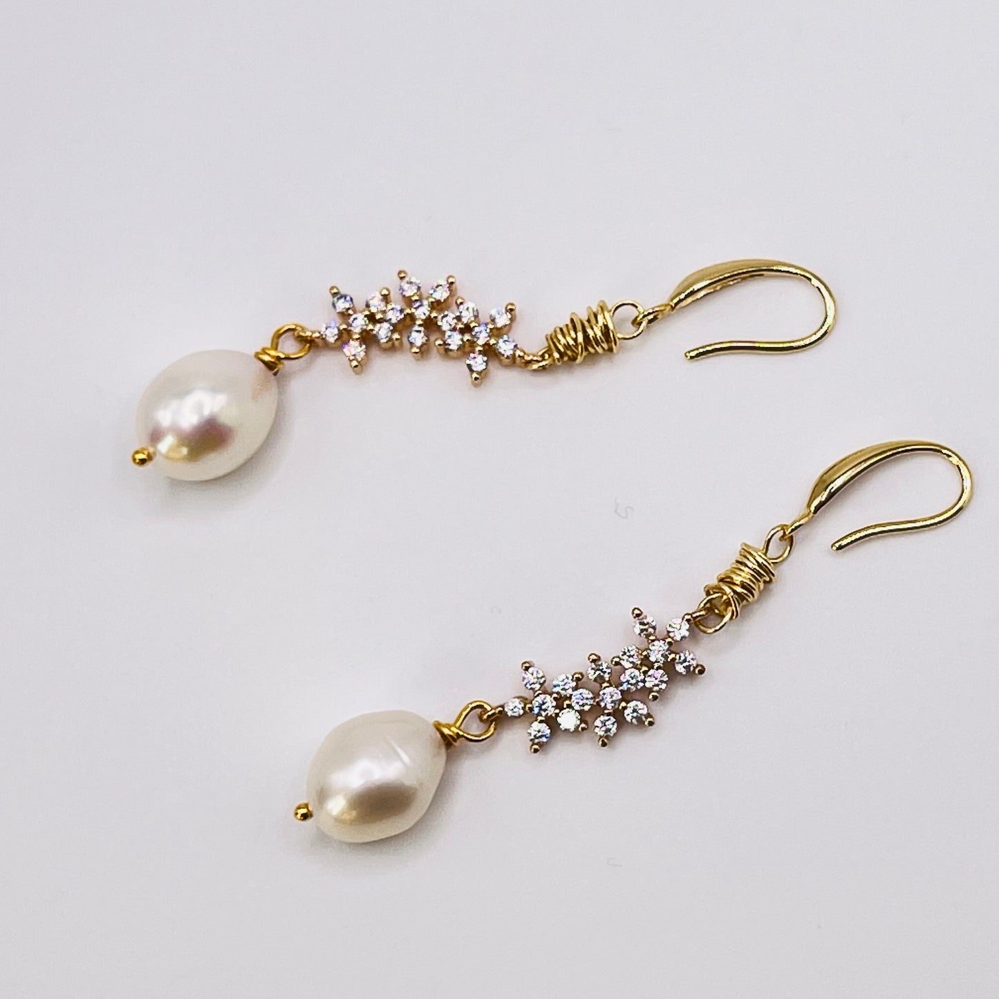 Gold-Filled Baroque Pearl Long Earrings