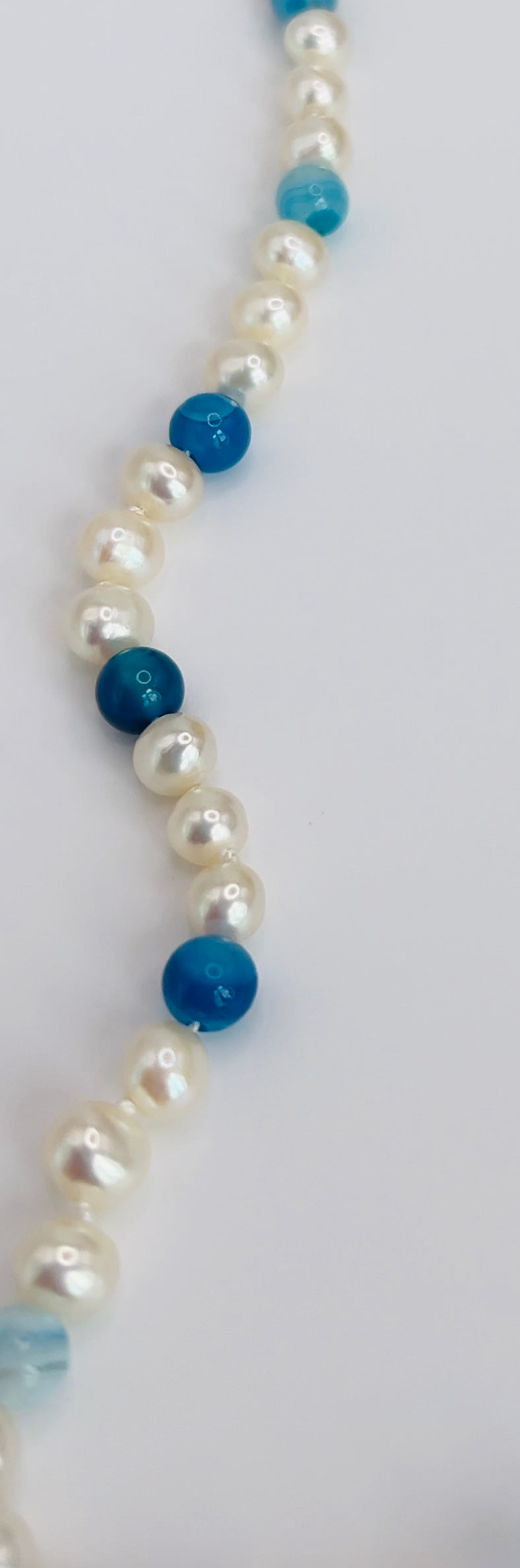 925 Silver Necklace with South Sea Pearls / Blue Agate