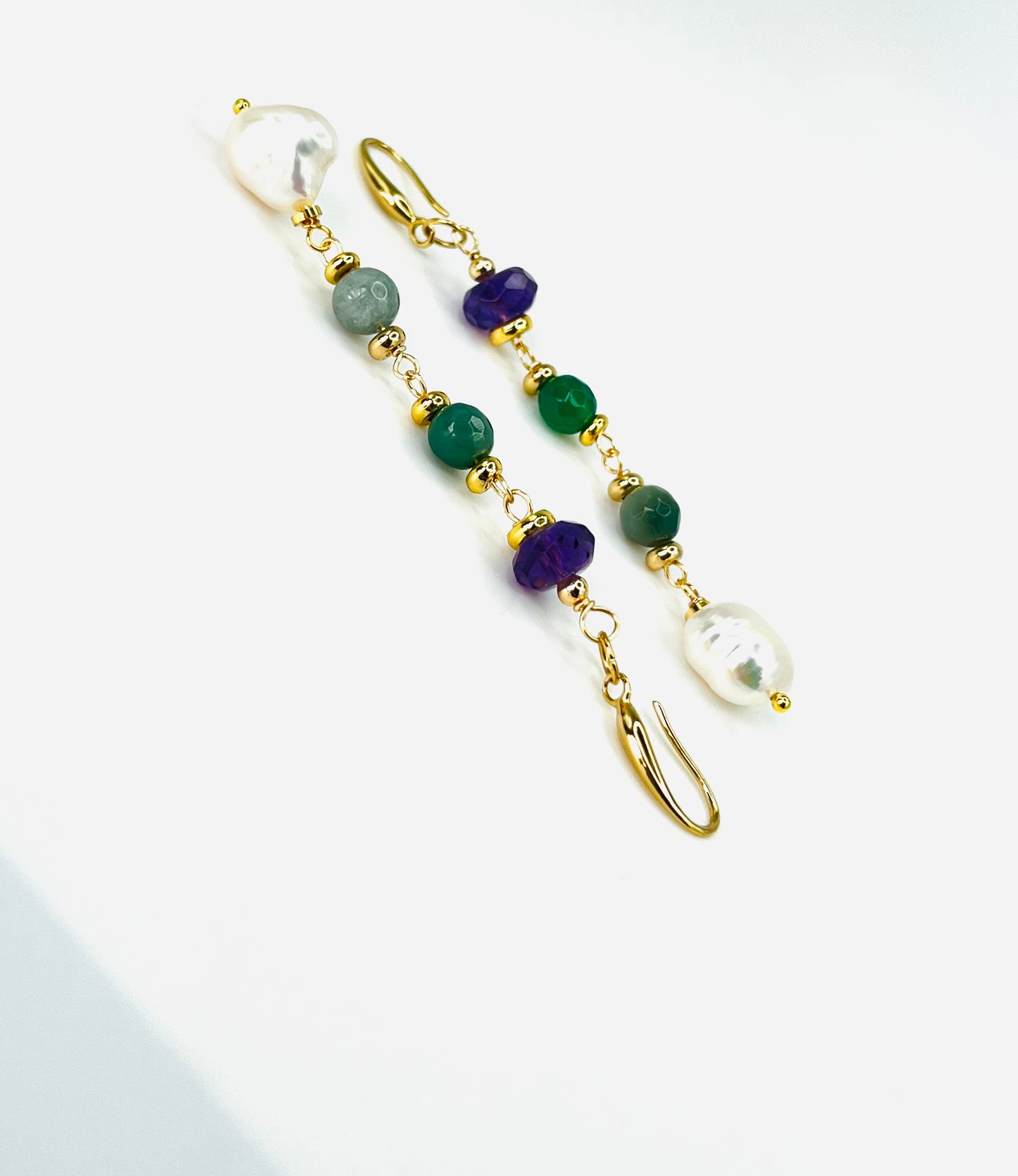 Baroque Pearls with Gemstones Earrings
